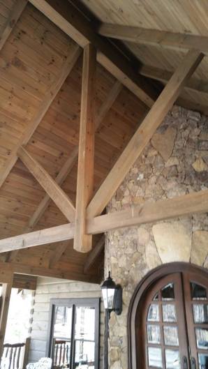 reclaimed wood ceiling and beams